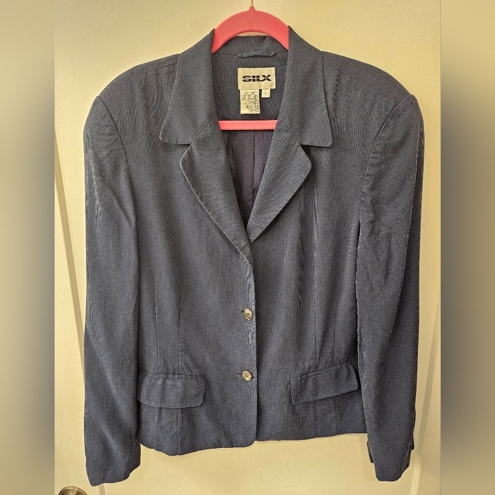 Vintage - SILX Silk Navy Blue Blazer - NWOT - Size L